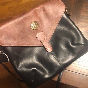 LAND Brown and black leather crossbody bag